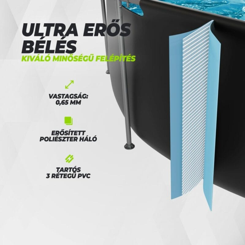 VirtuFit Fémvázas medence vízszűrővel 400×200×122cm