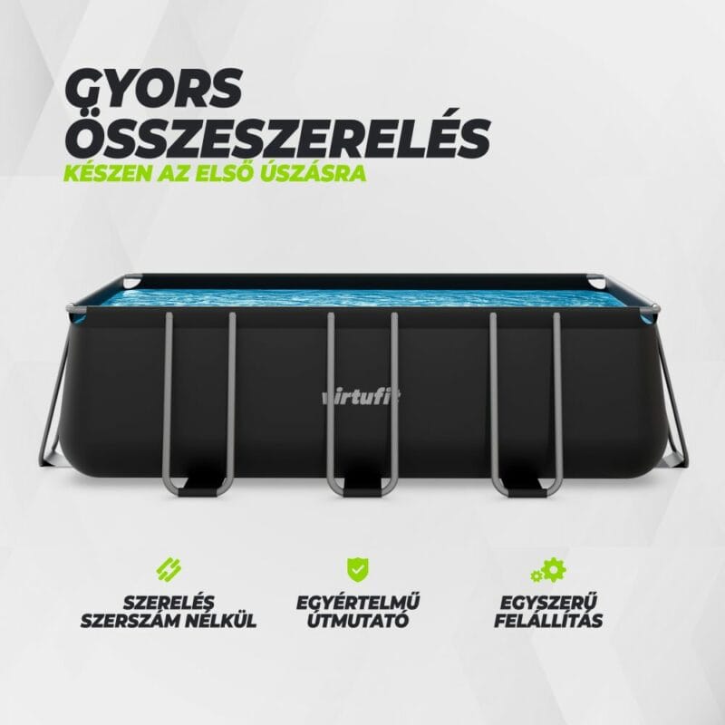VirtuFit Fémvázas medence vízszűrővel 400×200×122cm