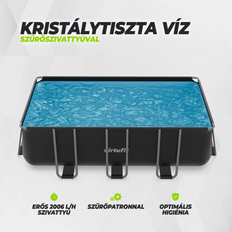 VirtuFit Fémvázas medence vízszűrővel 400×200×122cm