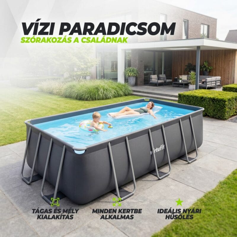 VirtuFit Fémvázas medence vízszűrővel 400×200×122cm