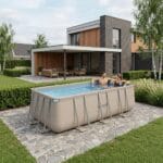 VirtuFit Fémvázas medence vízszűrővel 400×200×122cm - bézs