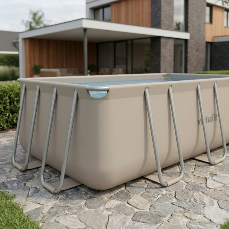 VirtuFit Fémvázas medence vízszűrővel 400×200×122cm - bézs