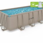 VirtuFit Fémvázas medence vízszűrővel 400×200×122cm - bézs