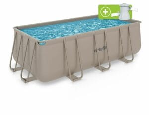 Fémvázas medence vízszűrővel 400×200×122cm - bézs