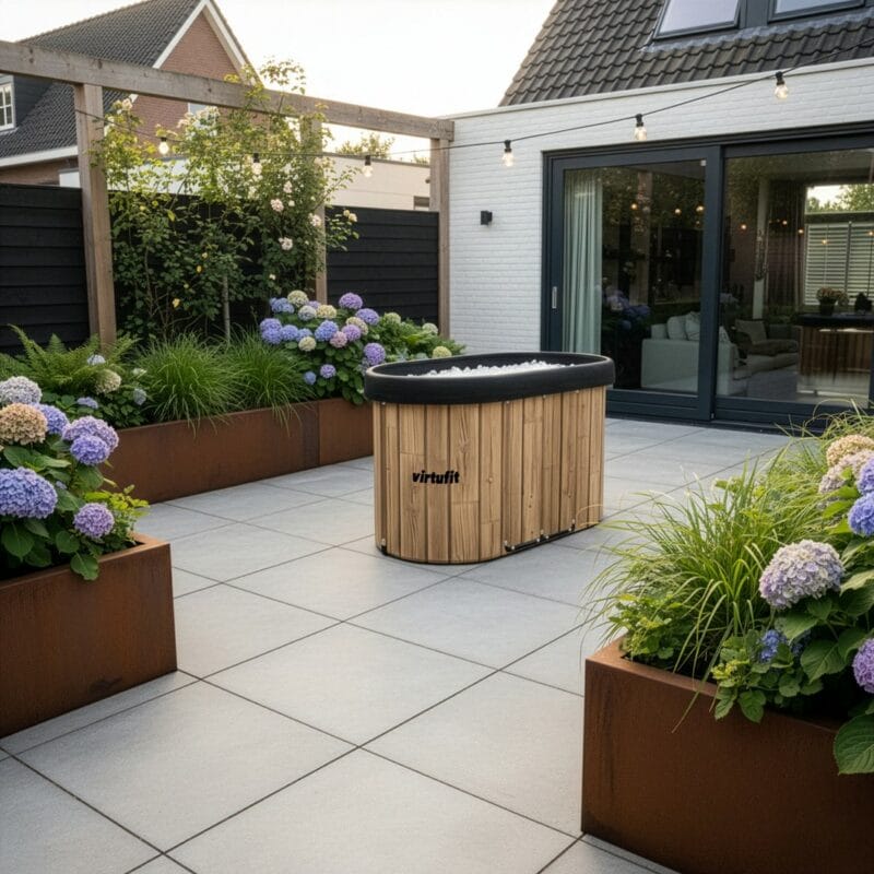 VirtuFit Oval Ice Bath 500 literes ovális jégkád fa mintázattal