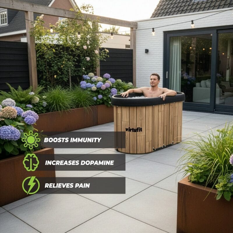 VirtuFit Oval Ice Bath 500 literes ovális jégkád fa mintázattal