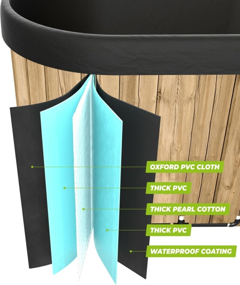 VirtuFit Oval Ice Bath 500 literes ovális jégkád fa mintázattal