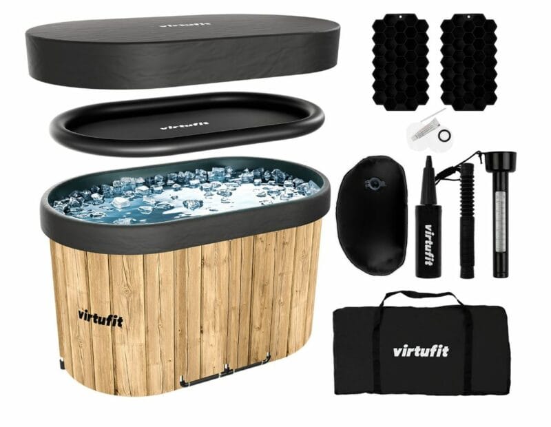 VirtuFit Oval Ice Bath 500 literes ovális jégkád fa mintázattal