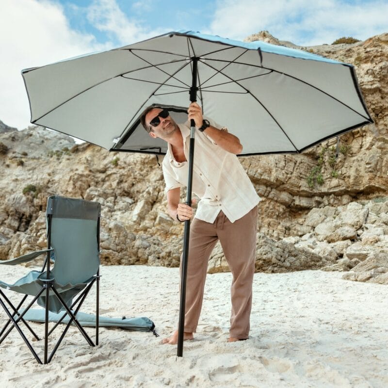VirtuFit Prémium nagyméretű strand napernyő szélvédővel - 200cm - fekete