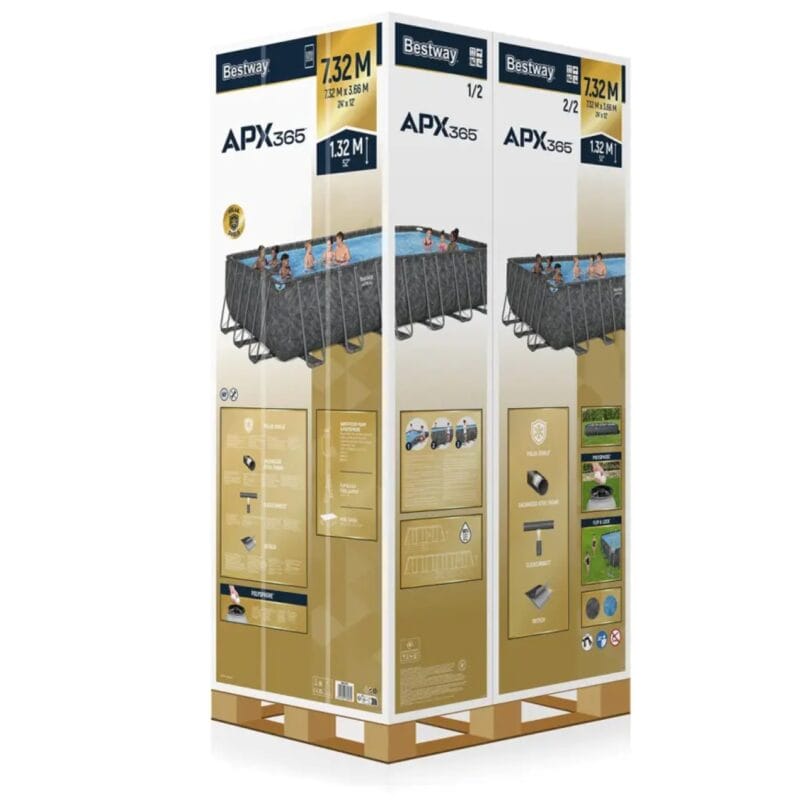 Bestway APX 365 négyévszakos szögletes fémvázas medence kiegészítőkkel 732x366x132cm