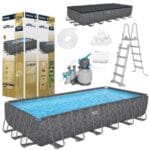 Bestway APX 365 négyévszakos szögletes fémvázas medence kiegészítőkkel 732x366x132cm